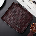 Short Three-sided Zipper Woven Pattern Wallet Card Holder Coin Purse