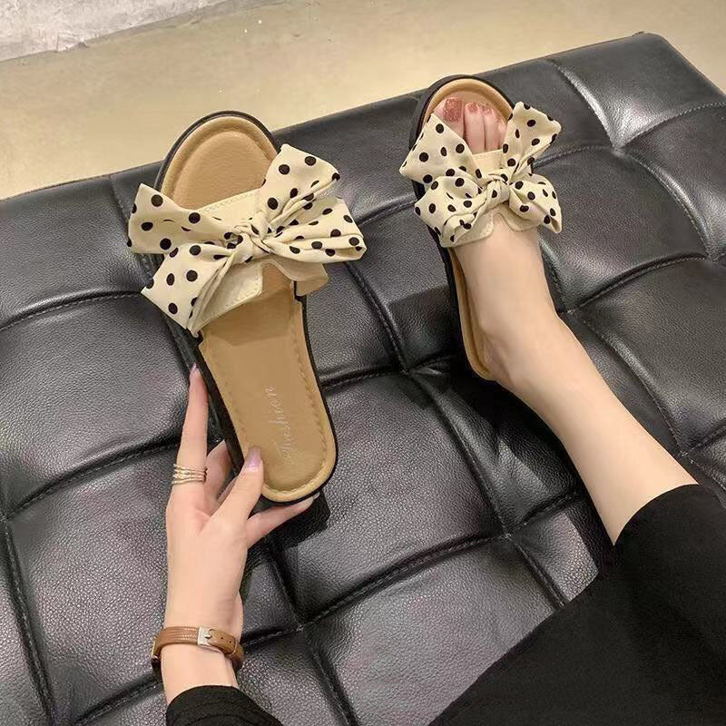 Fashion Ladies Simple Bow Flower Slippers