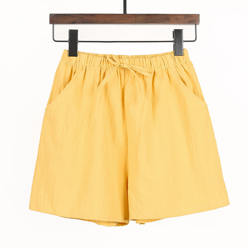 Simple And Loose Cotton And Linen Casual Shorts