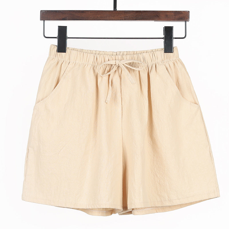 Simple And Loose Cotton And Linen Casual Shorts