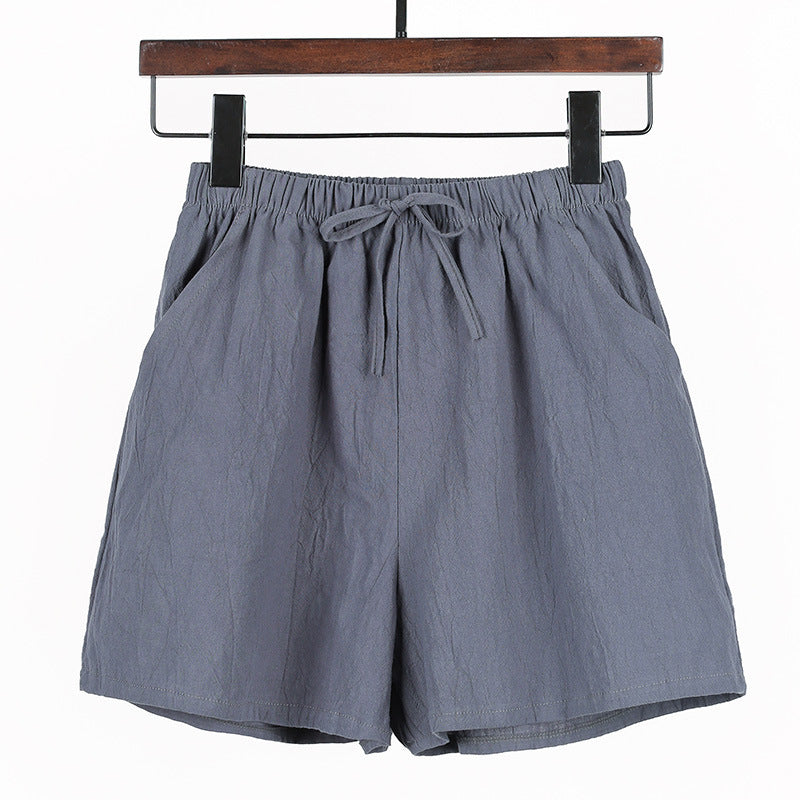 Simple And Loose Cotton And Linen Casual Shorts