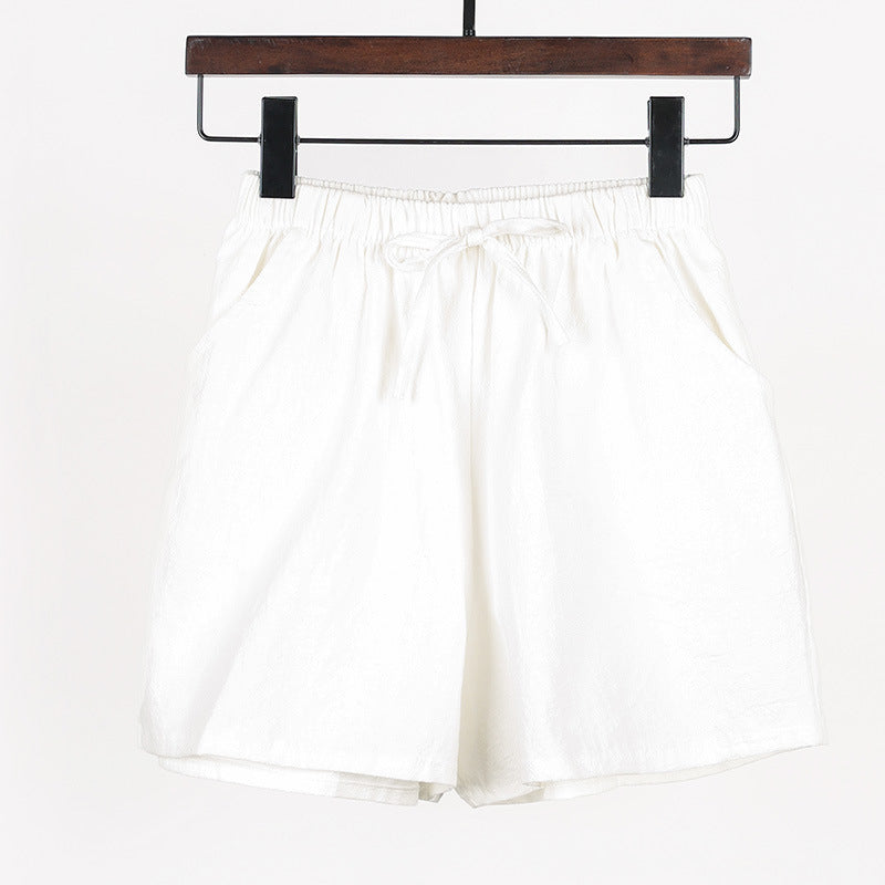 Simple And Loose Cotton And Linen Casual Shorts