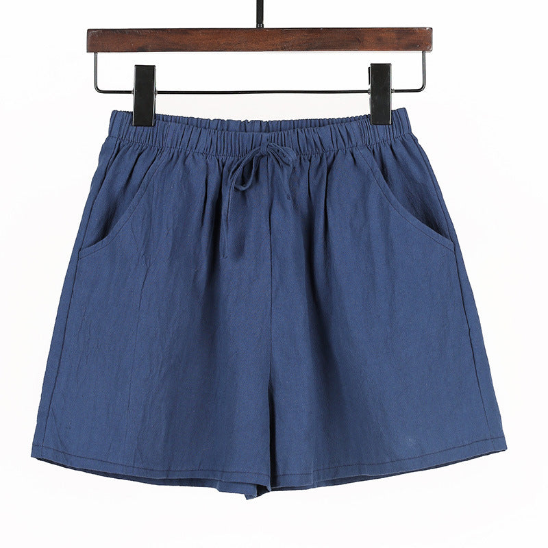 Simple And Loose Cotton And Linen Casual Shorts