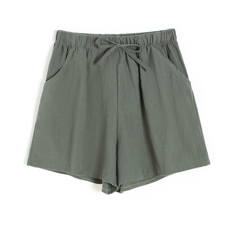 Simple And Loose Cotton And Linen Casual Shorts