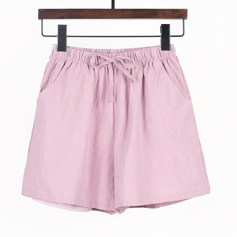 Simple And Loose Cotton And Linen Casual Shorts