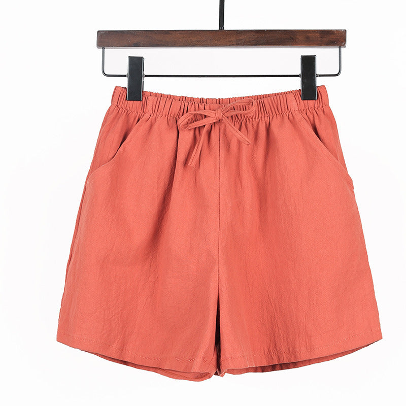 Simple And Loose Cotton And Linen Casual Shorts