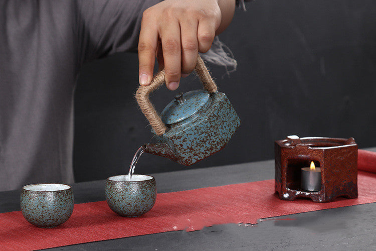 Wood-fired Kung Fu Teapot, Ceramic Stoneware Pot With Beam, Hexagonal Pot