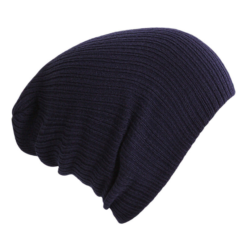 Solid Color Striped Woolen Hat