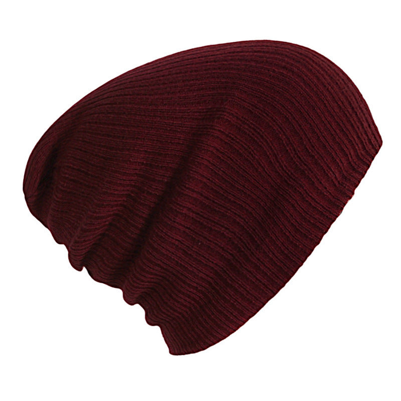 Solid Color Striped Woolen Hat