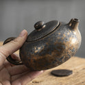 Japanese Style Stoneware Water Drop Teapot Single Pot Handmade Retro Gilt Rust Glaze Teapot