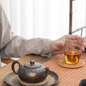 Japanese Style Stoneware Water Drop Teapot Single Pot Handmade Retro Gilt Rust Glaze Teapot