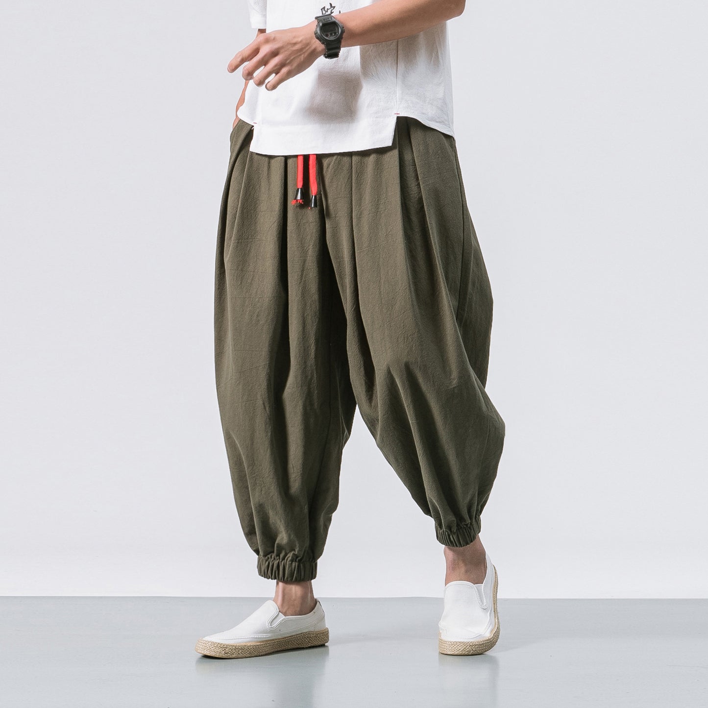 Four Seasons Cotton And Linen Trousers Loose Hanging Gear Men Flying Squirrel Pants Men