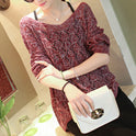 New V-Neck Long-Sleeved Sweater Women Loose Twist Hollow Bat Sleeve Jacket