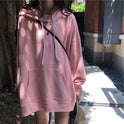 New Solid Color Long-Sleeved Sweater Women Loose Hooded Jacket