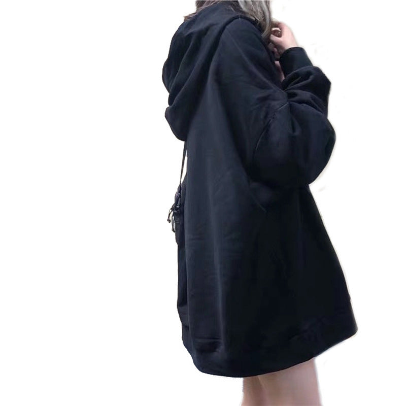 New Solid Color Long-Sleeved Sweater Women Loose Hooded Jacket