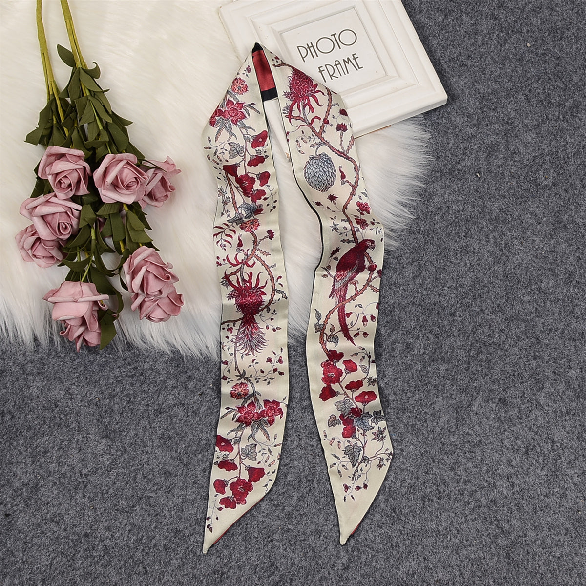 Love Graffiti Scarf Printing All-match Imitation Silk Scarf