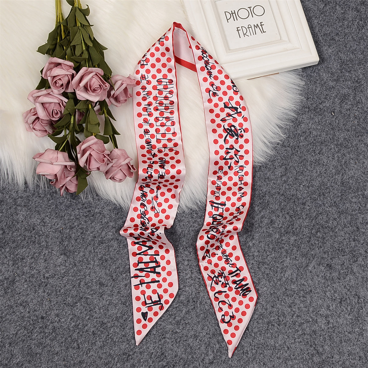 Love Graffiti Scarf Printing All-match Imitation Silk Scarf