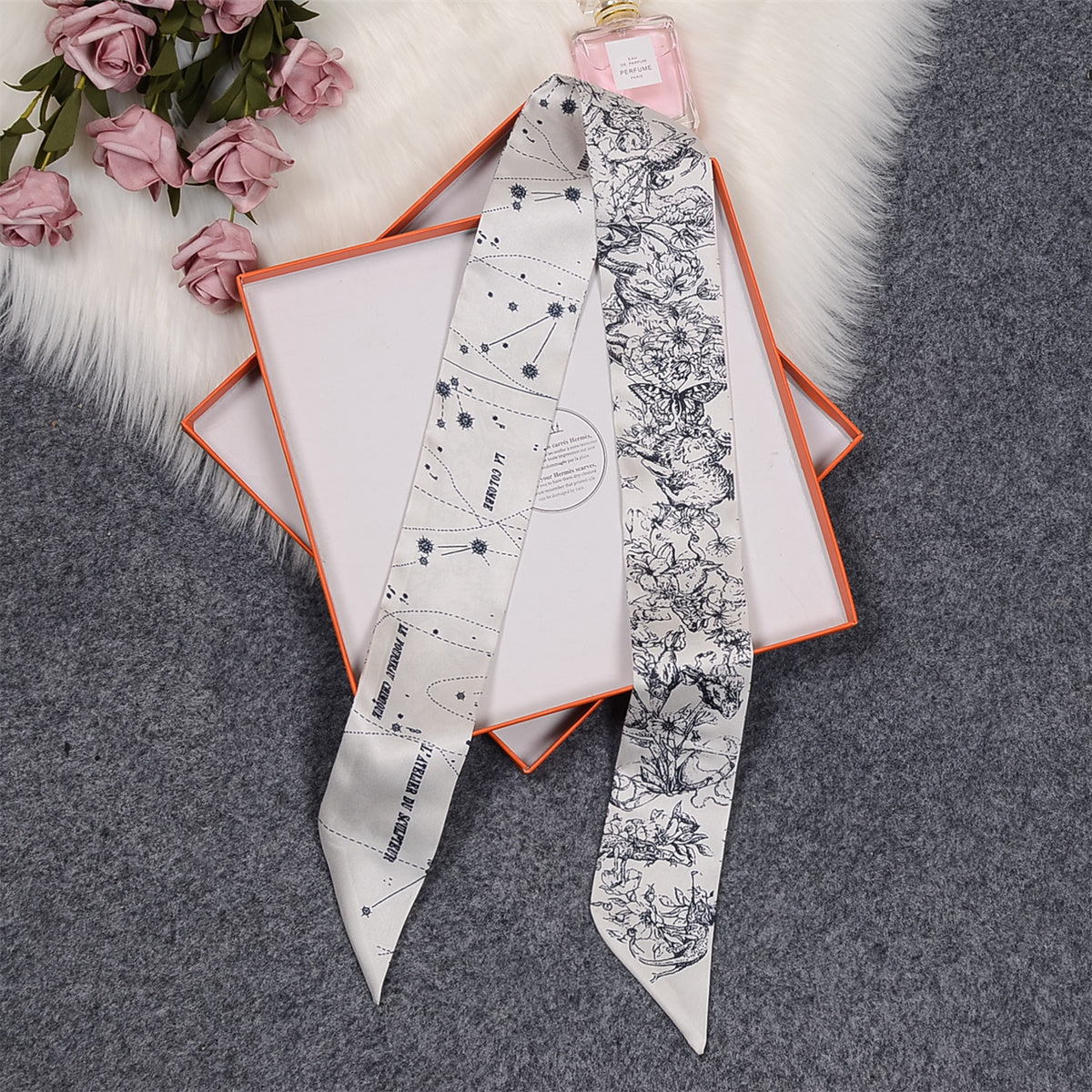 Love Graffiti Scarf Printing All-match Imitation Silk Scarf