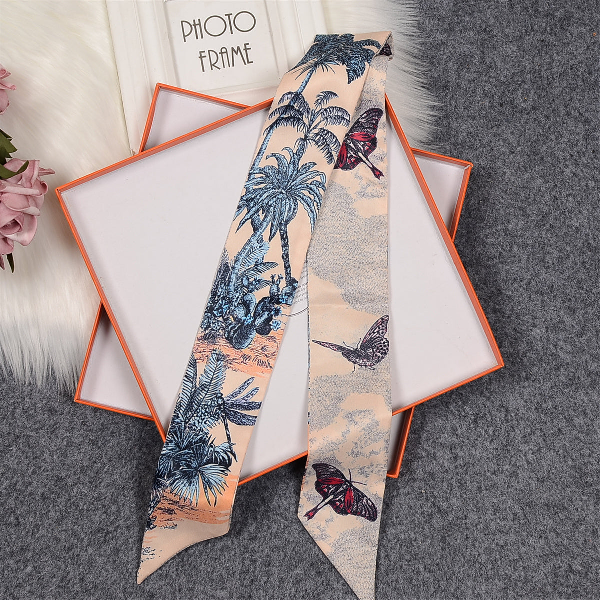 Love Graffiti Scarf Printing All-match Imitation Silk Scarf