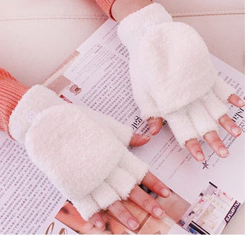 women's winter multi-functional half finger gloves