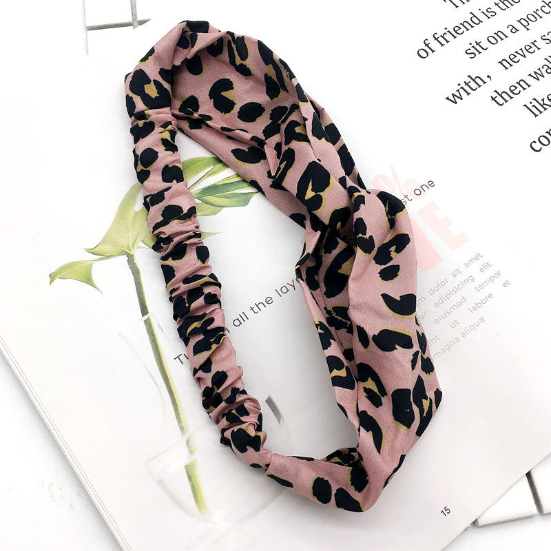 Pink leopard print headband