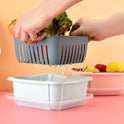 Double-layer contrast color drain basket with lid