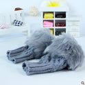 Autumn and winter warm thickening ladies gloves Korean rabbit hair cute half finger gloves wool knit gloves