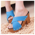 Thick heel fish mouth sandals and slippers