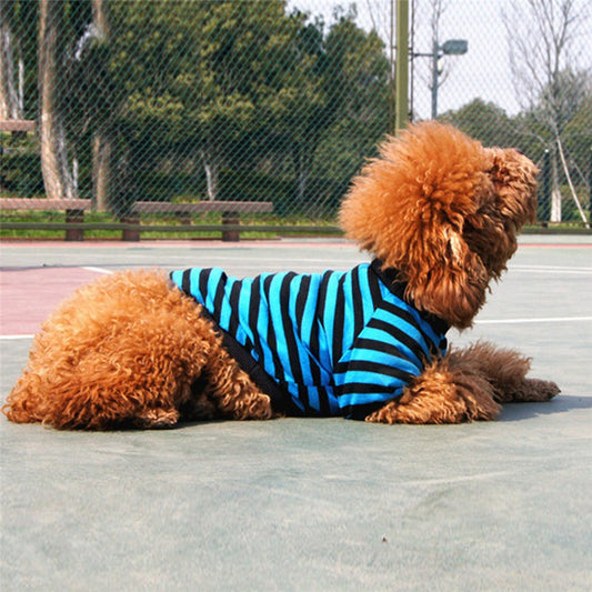 Casual striped round neck t-shirt pet dog clothes