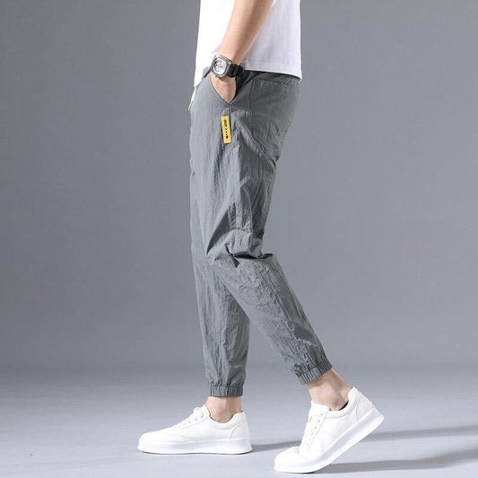 Summer Thin Ice Silk Nine - cent Pants For Male Students