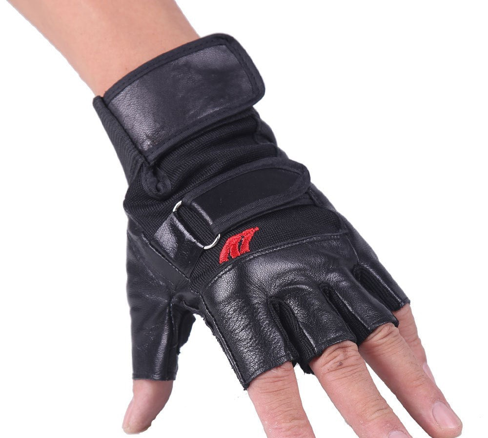 Army fan half finger outdoor leather gloves