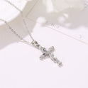 Classic Vintage Leaf Jesus Cross Necklace