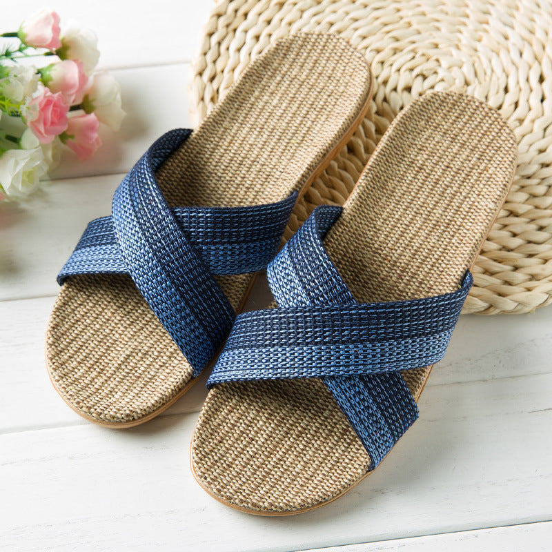 Linen Home Indoor Silent Non-slip Platform Sandals And Slippers