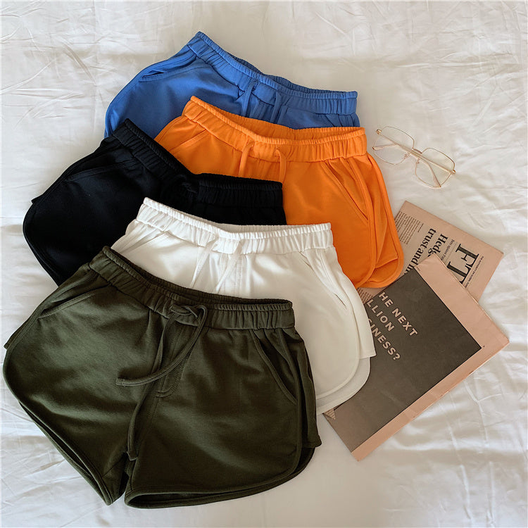 Solid color wild high waist casual hot pants