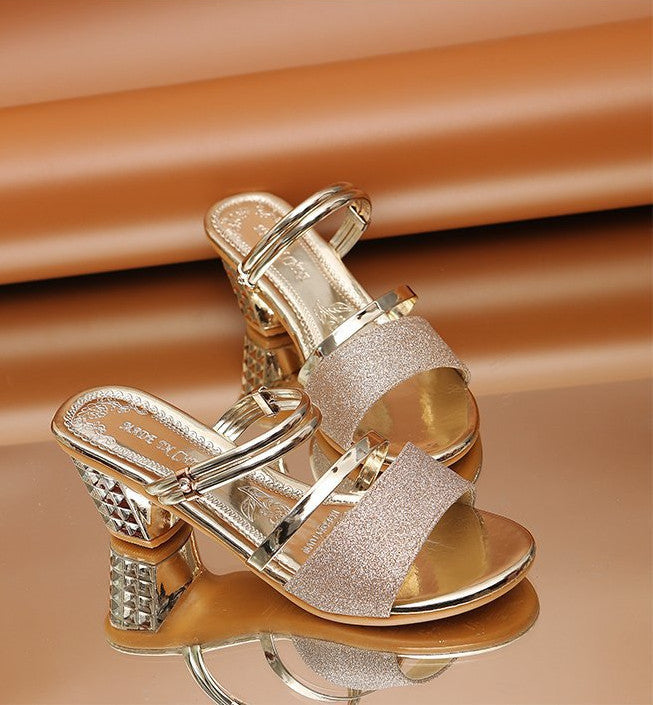 Women's summer chunky heel sandals