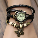 Cowhide winding bracelet watch