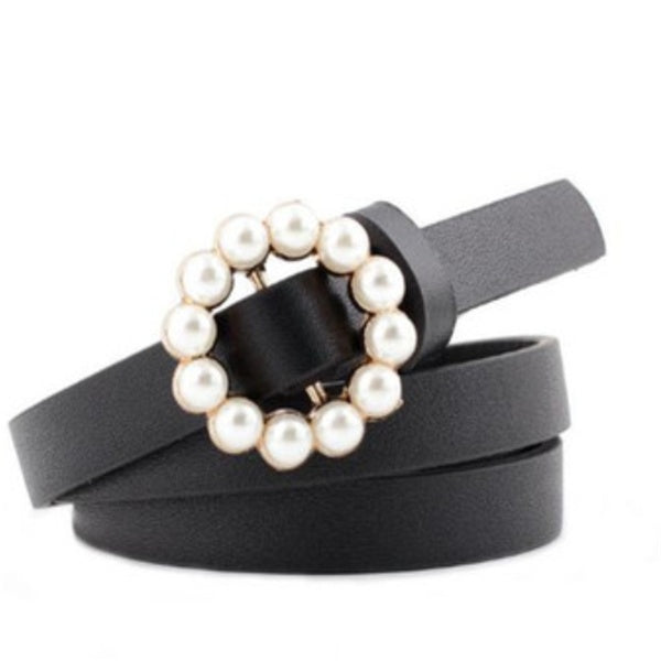 Faux leather pearl belt