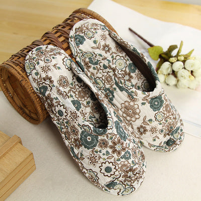 Women''s cotton quilted fabric soft bottom slippers