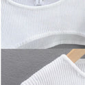 Round Neck Pure Color All-matching T-shirt Oversleeve