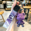 Cartoon Starry Chameleon Bear Car Silica Gel Key Chain