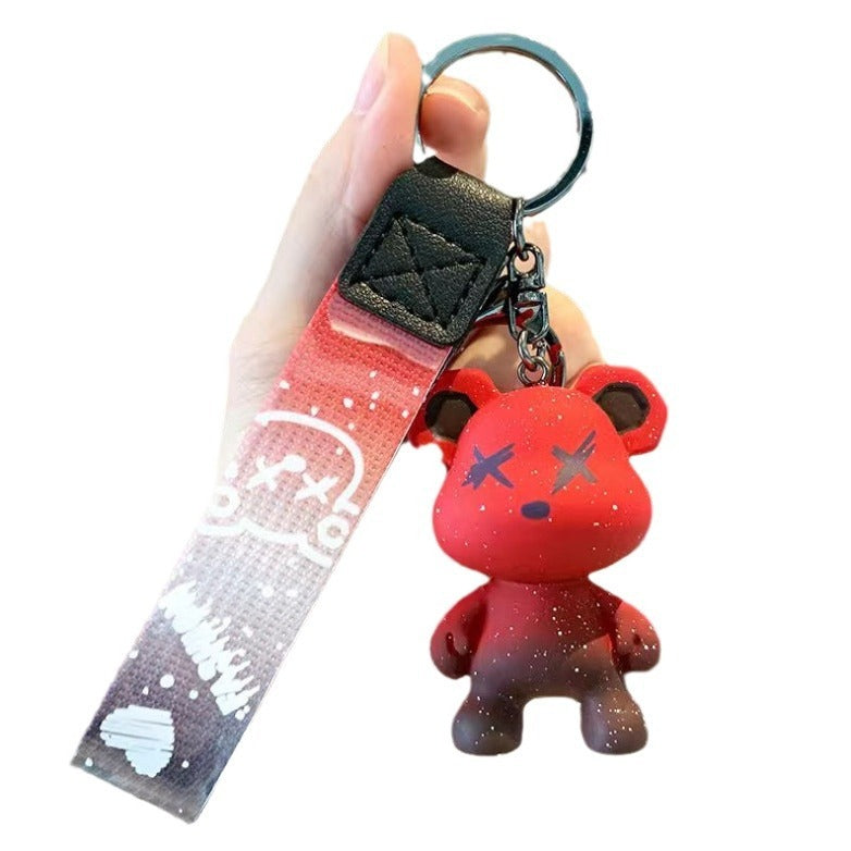 Cartoon Starry Chameleon Bear Car Silica Gel Key Chain