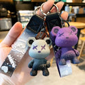 Cartoon Starry Chameleon Bear Car Silica Gel Key Chain