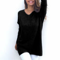 European and American fashion autumn V-neck long-sleeved women's thin sweater