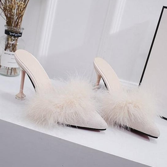 Women's stiletto heeled slippers