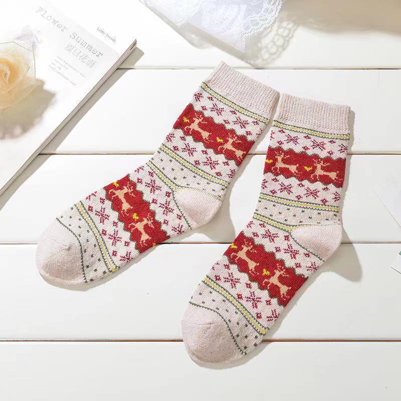 Christmas Elk Angora Wool Mid-calf Socks