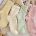 Solid Color Mink Fur Fleece-lined Thick Mid-calf Length Socks