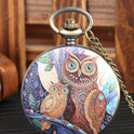 Flip Cartoon Owl Pattern Pocket Watch Cute Student's