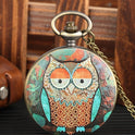 Flip Cartoon Owl Pattern Pocket Watch Cute Student's