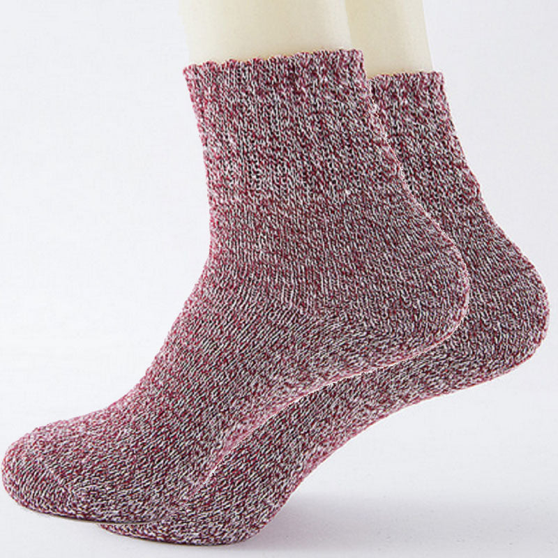 Pure color ethnic style retro thick warm wool socks