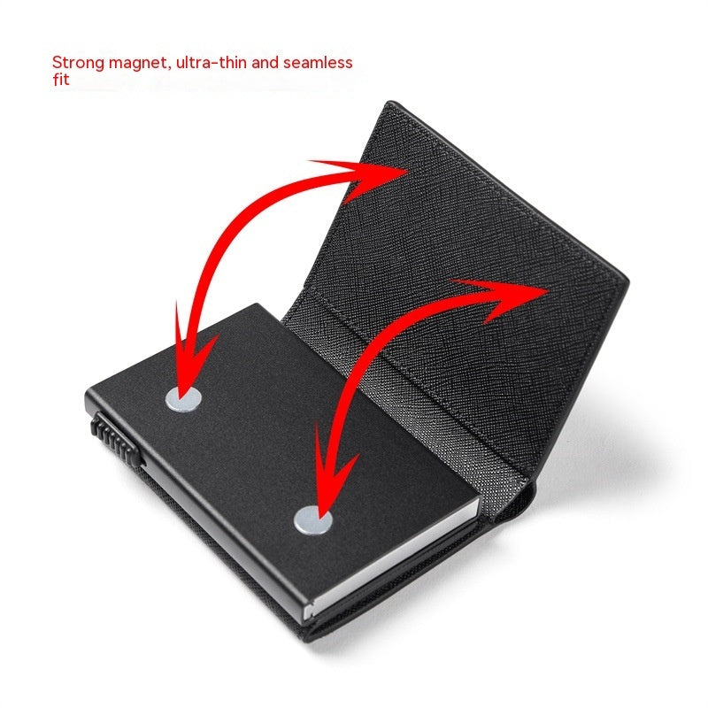 Carbon Fiber Large Capacity Automatic Aluminum Box Anti-theft Swiping Multiple Card Slots Tri Fold Card Holder Wallet